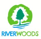 Riverwoods logo - green tree blue river